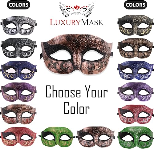 Miniatura 20 de Máscara de mascarada para hombre, máscara de aspecto antiguo para Halloween, fiesta veneciana, fiesta de máscaras y baile de máscaras