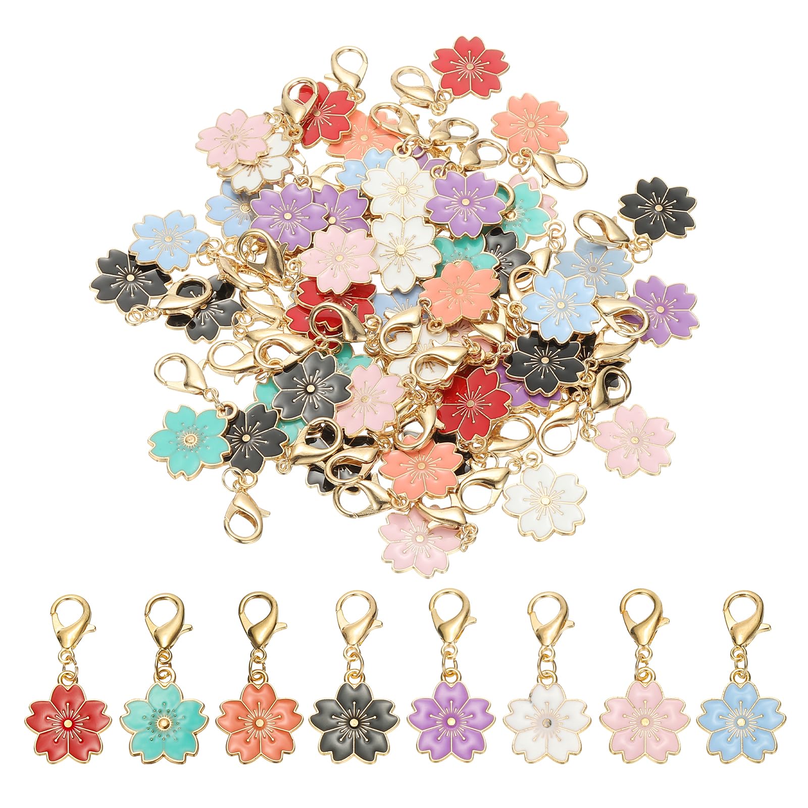 PATIKIL Flower Crochet Stitch Markers, Knitting Cherry Blossom Charm Marker for DIY Craft-image-17