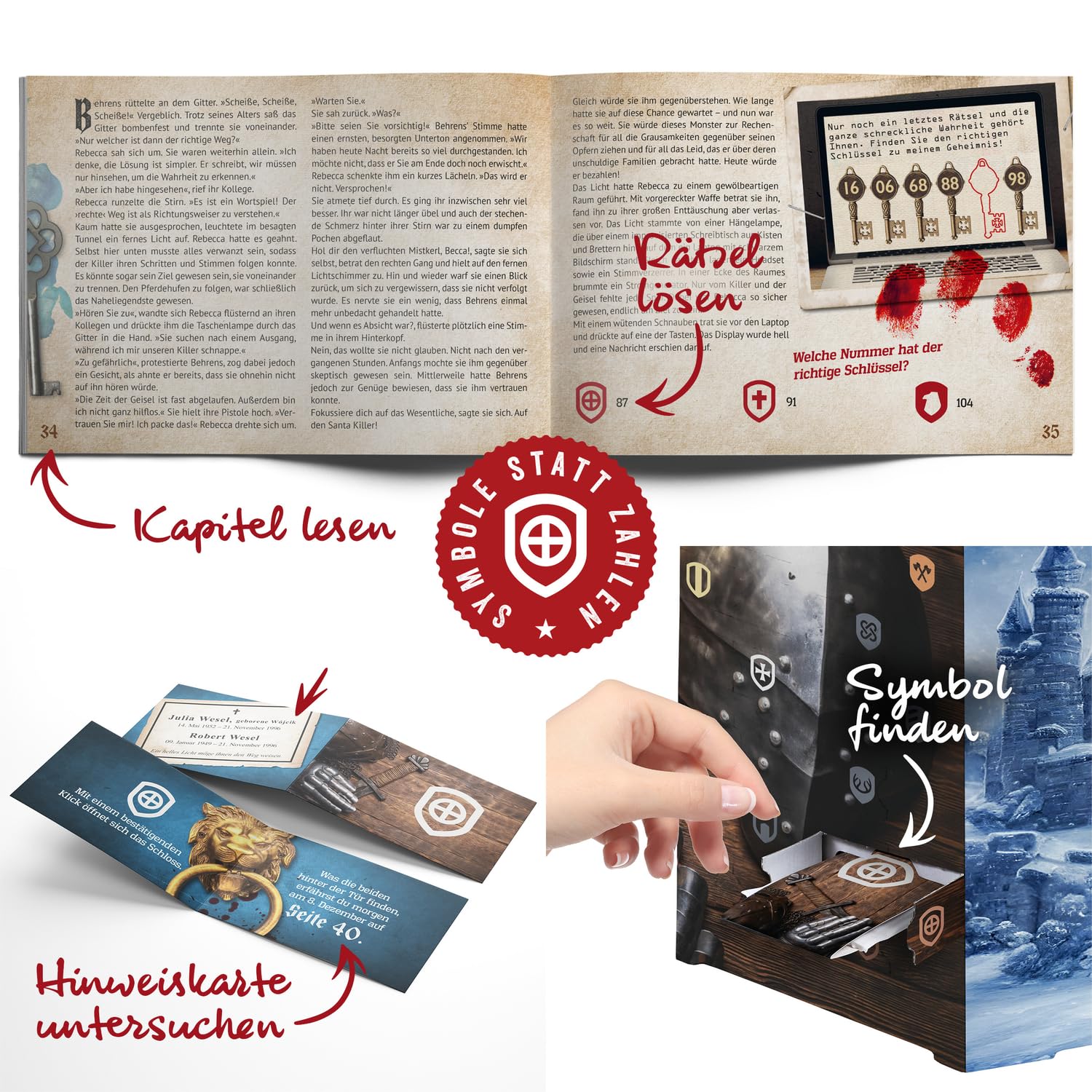 Corasol Escape & Kaffee Adventskalender 2025 mit Escape-Thriller für Erwachsene: Rot rieselt der Schnee