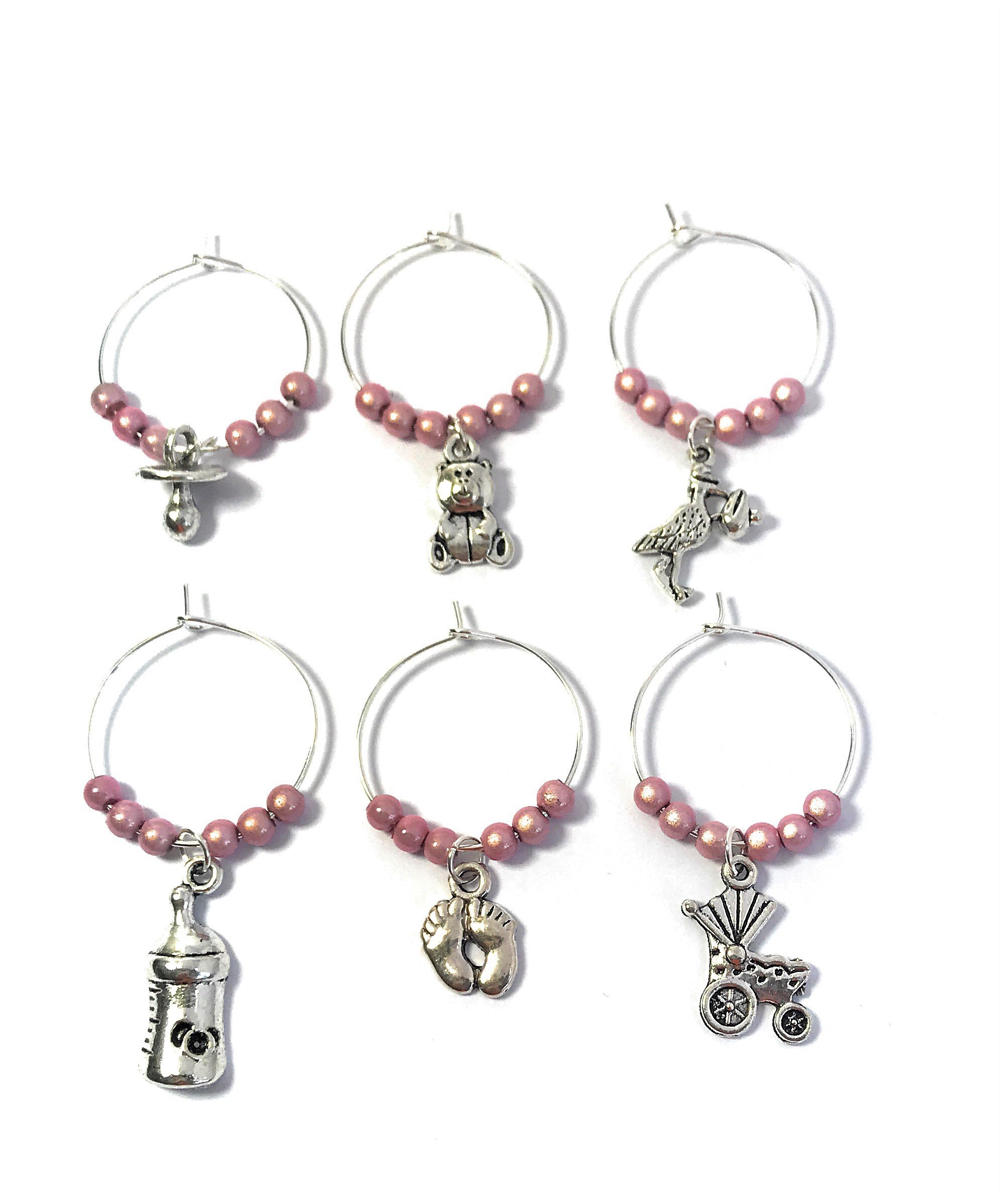 Libby's Market Place Girls Multi It's A Baby Shower Glass Charms With Organza Gift Bag