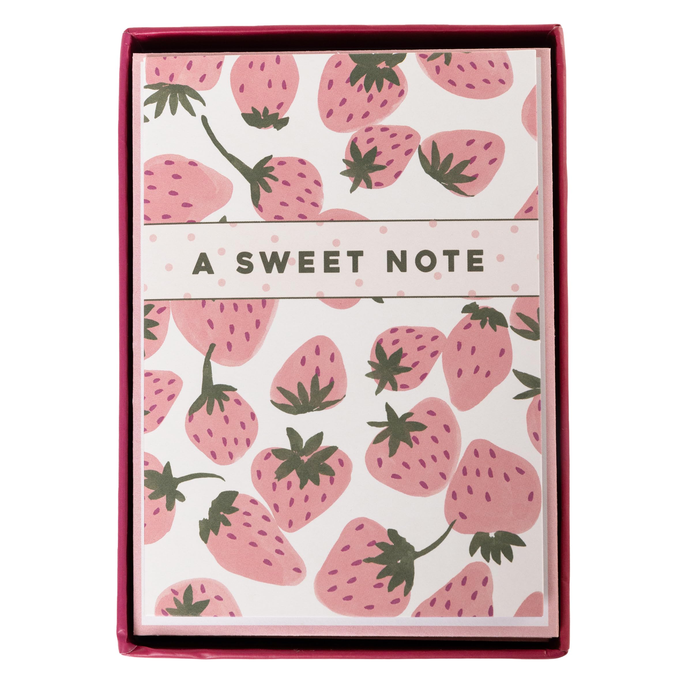 Graphique Pink Strawberries Boxed Cards, 16 Pack Set, All Occasion Greeting Cards with Envelopes, Blank Inside for Personalized Notes, 3.25" x 4.75"