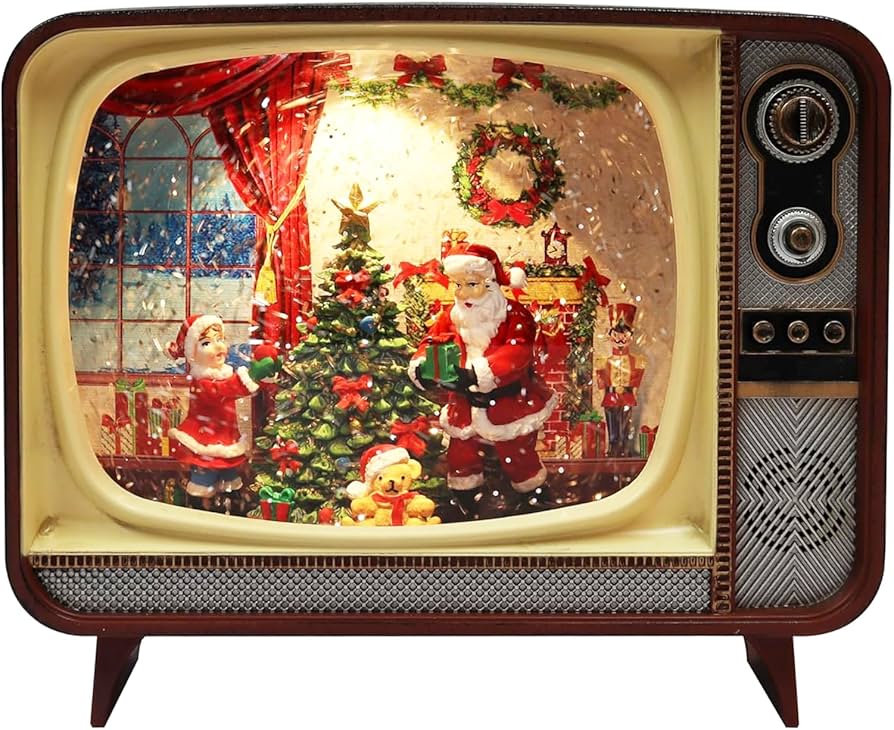 Lighted Santa Scene 照明装飾 Amazon.com: Retro Christmas TV LED Water Spinner Santa Scene