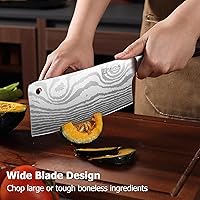 Vista 6 de Cuchillo PAUDIN, cuchillo de carnicero ultra afilado de 7 pulgadas, cuchillo de carnicero de acero inoxidable de alto carbono con mango de madera