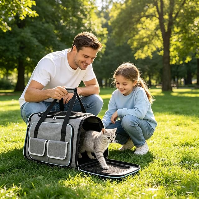 Foto 2 de 7 de PETCUTE Transportín Perro Gato,Expandible Transportín para Perros,Bolsa Transporte Transpirable…