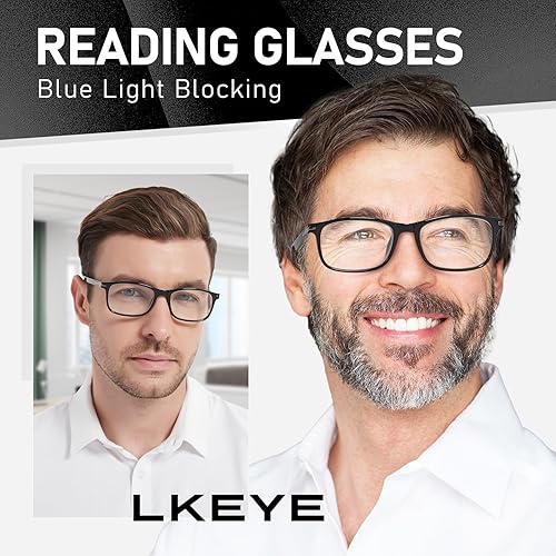 Miniatura 10 de LKEYE Gafas de lectura bifocales para hombres y mujeres luz azul para lectura de computadora marco ancho transparente gafas de diseñador de moda