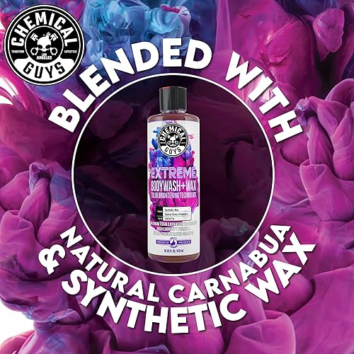 Miniatura 4 de Chemical Guys CWS20716M - Paquete de iniciación de lavado de autos  Jabón de lavado de coche Extreme Bodywash & Wax Foaming, 16 onzas, aroma a uva +