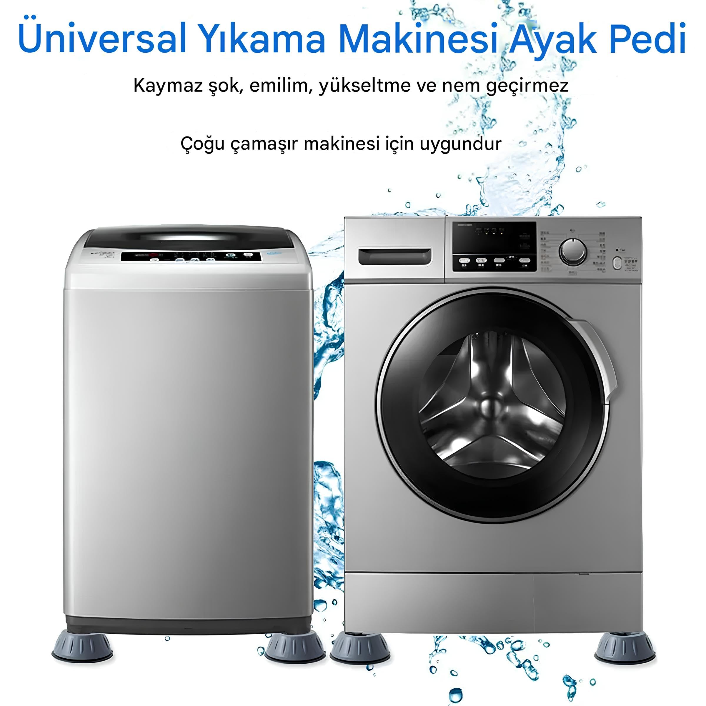 Kanji Çamaşır Makinesi, Bulaşık Makinesi ve Buzdolabı Titreşim Engelleyici Ayak Pedi 4'lü Set – Gürültü Azaltıcı, Kaymaz, 4 cm Yükseltici Mobilya ve Beyaz Eşya Lastik Ped
