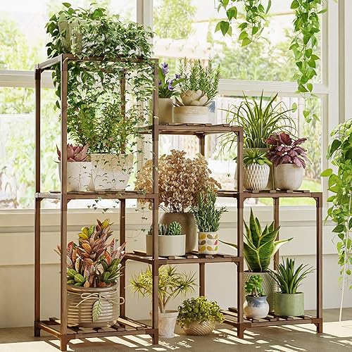Miniatura 124 de Bamworld - Soporte grande de maderas para plantas de exterior, macetero grande para sala de estar, patio, balcón y jardín
