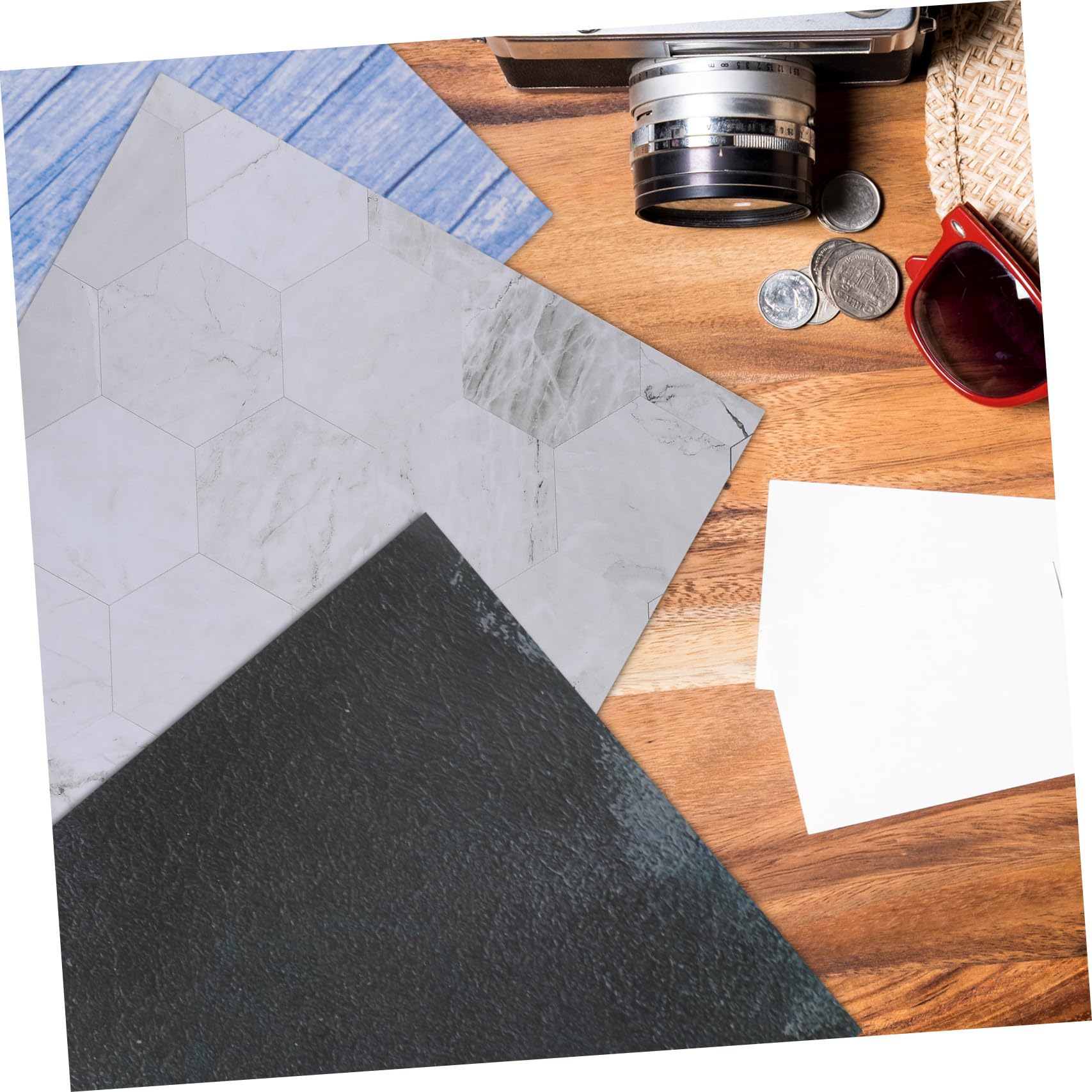 BESTYASH Kit de Escenario para Fotografía de Productos Pequeños con Patrones Dobles, Papel Laminado y Accesorios como Clips y Bolsa, Adecuado para Fotografía en Estudio