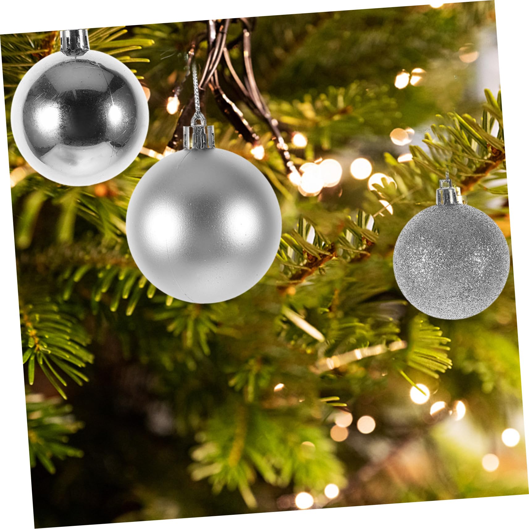 ABOOFAN Boules De Noël Suspendues Argentées 6 Cm en Plastique Plaqué Décoratives pour Sapin De Noël Maison Bureau Fête Festive