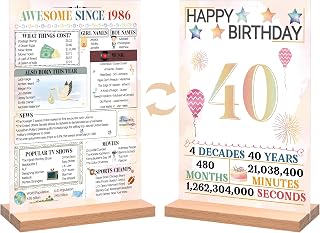 Roetyce 40th Birthday Decorations, Colorful Back in 1986 Poster Centerpiece | 1986 Acrylic Sign(1PC Duplex Printing), Vintage 40th Anniversary Table Decor, 40 Years Old Birthday Party Supplies