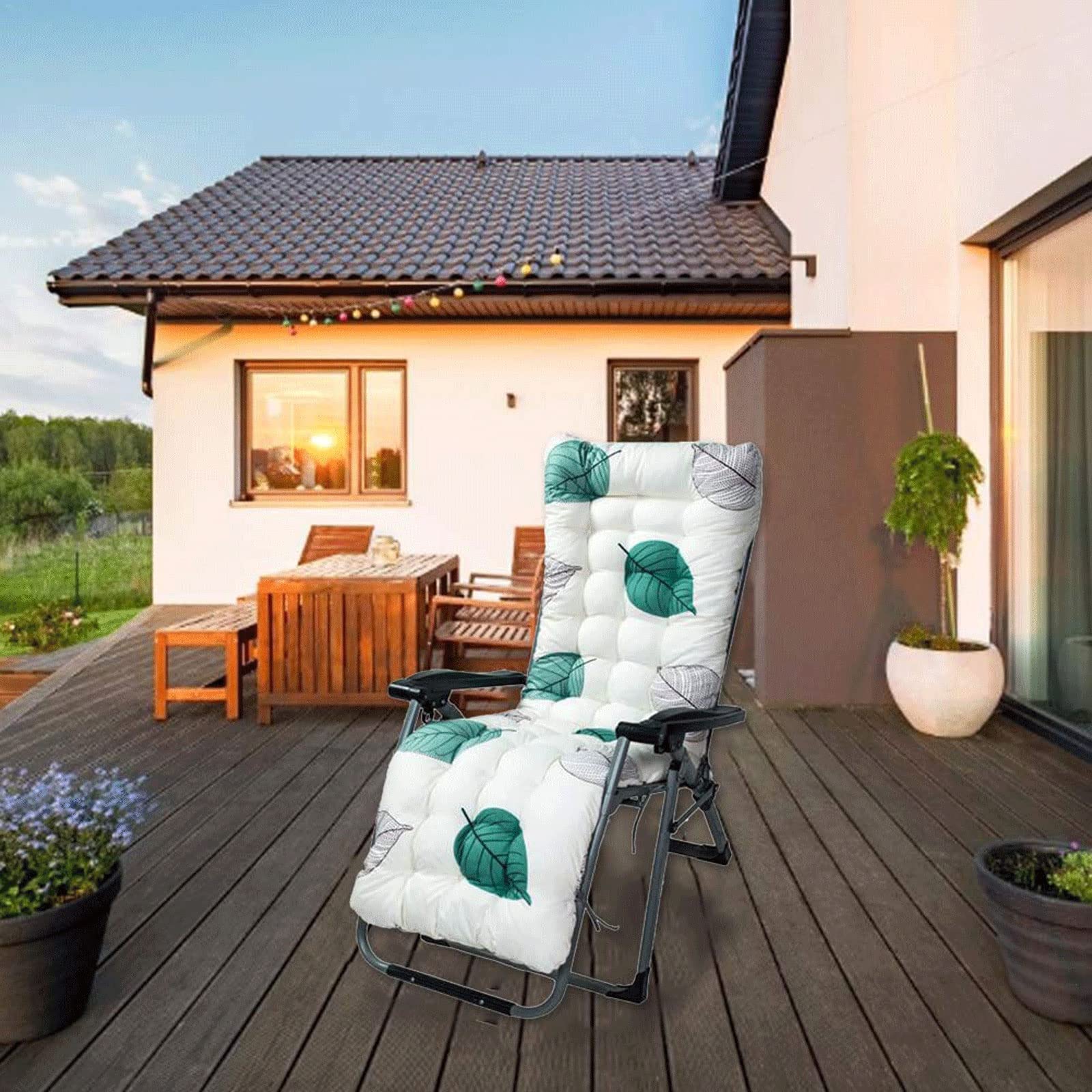 Giardino Reclinabile Cuscini Imbottito per Sdraio Cuscino per Lettino da Sole Morbido e Confortevole, per Viaggi Vacanze Giardino Interno ed Esterno (S6)