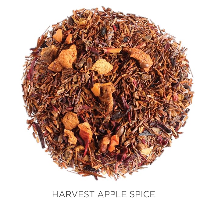The Harvest Apple Spice blend is a perfect choice for those looking for a warm and soothing cup of tea. With notes of apple, cinnamon, and clove, this tea is sure to bring a touch of autumn to your day. Simply steep the loose leaf tea in hot water for a few minutes, and enjoy a flavorful and aromatic cup of herbal tea.
