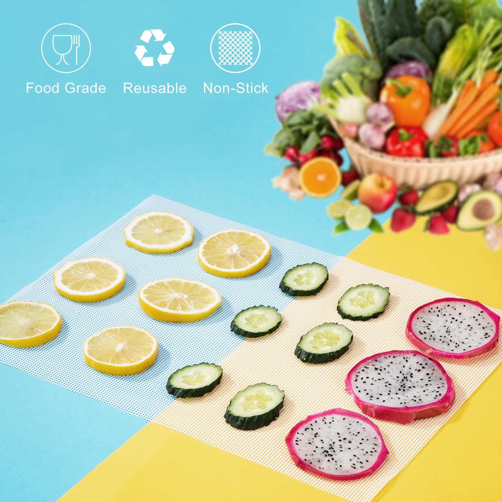 Siliconen dehydratorplaten Ronde dehydrator Fruit Sheet Tray Antiaanbaklaag voor voedsel Dehydrator Droger Fruit Sheets
