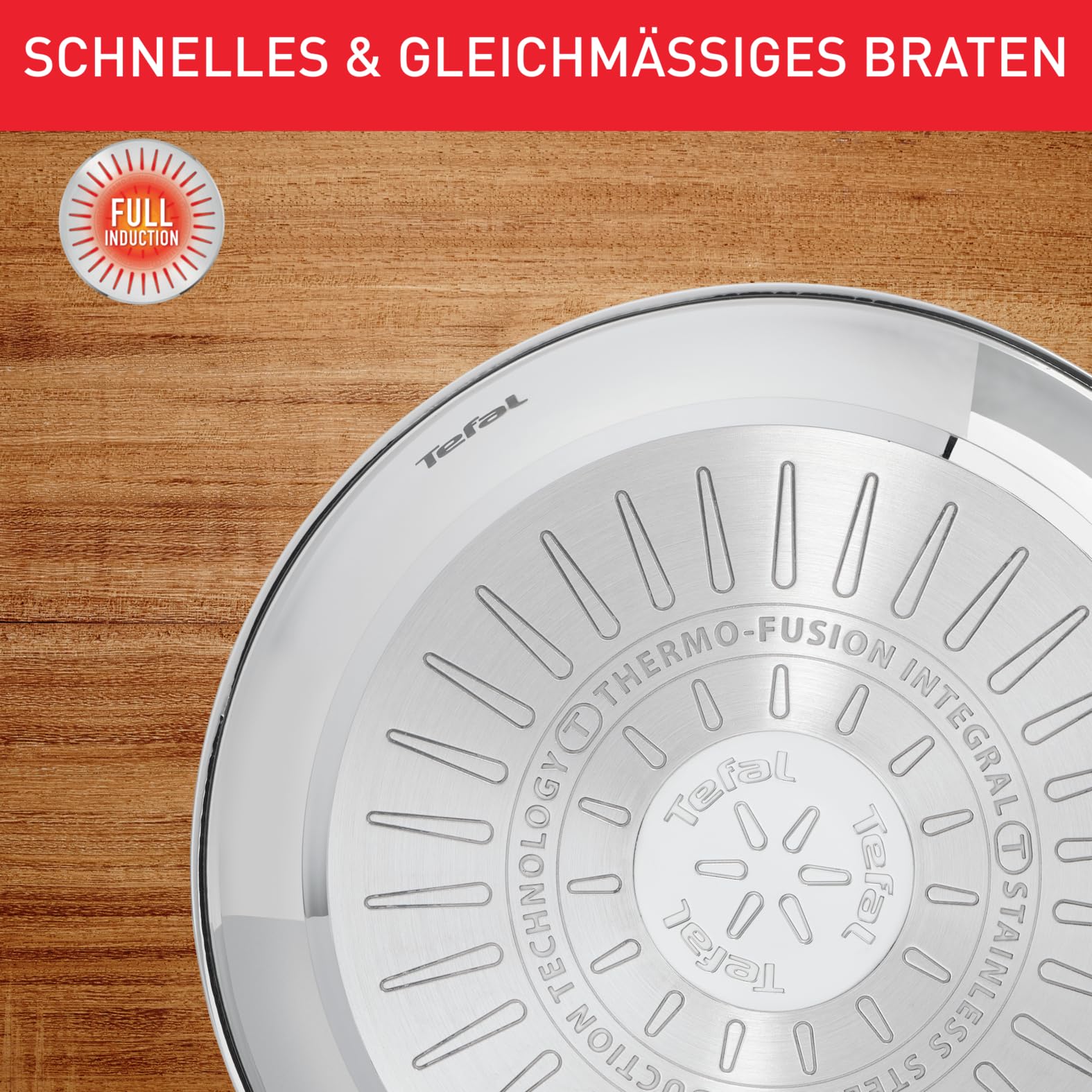 Tefal Duetto On Pfannen-Set, 2-tlg. 24/28 cm, unversiegelt, dicker Wärmediffusionsboden, Komfort-Griff, langlebig, für alle Herdarten geeignet, Edelstahl, B866S234