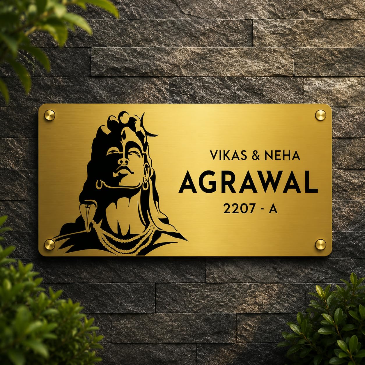 Personalized Adiyogi Shiva Name Plate for Home Entrance | Custom Family Nameplate with Flat Number | Premium Golden Acrylic Door Sign | Housewarming Gift-image-27