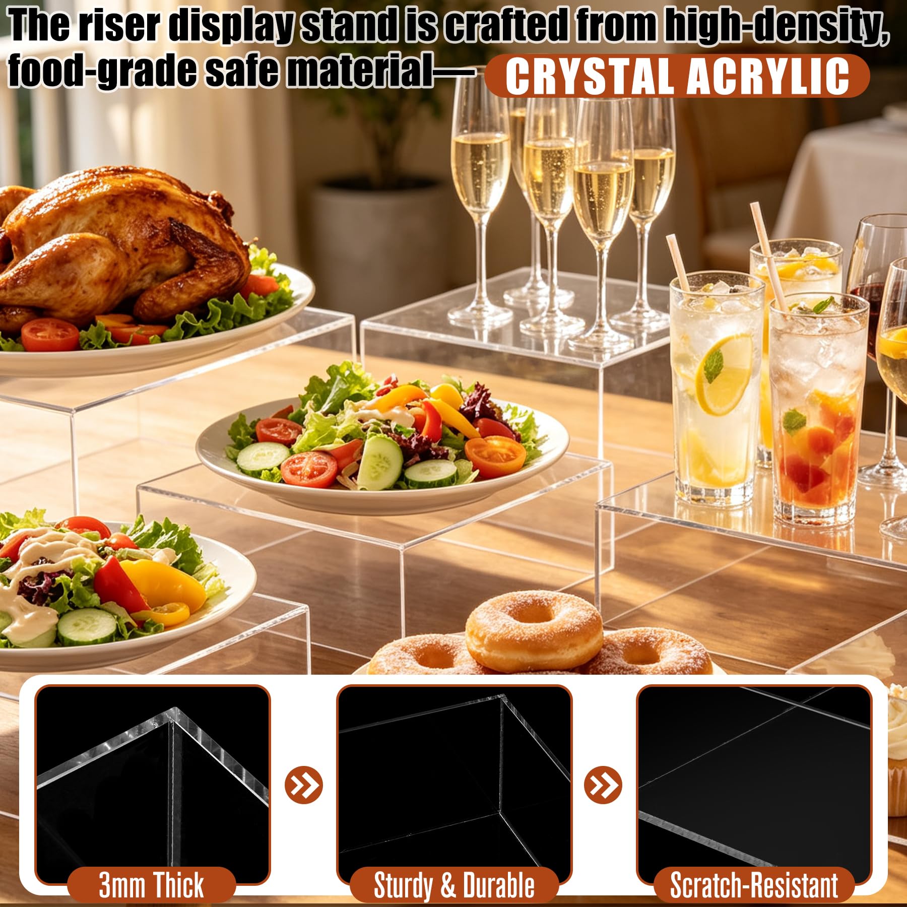 Acrylic Buffet Risers - Display Dessert Stands -3