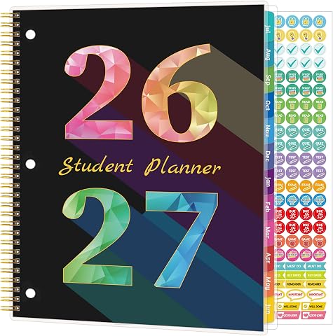 Student Planner 2026-2027, Weekly & Monthly Academic Year Calendar, Jul 2026...