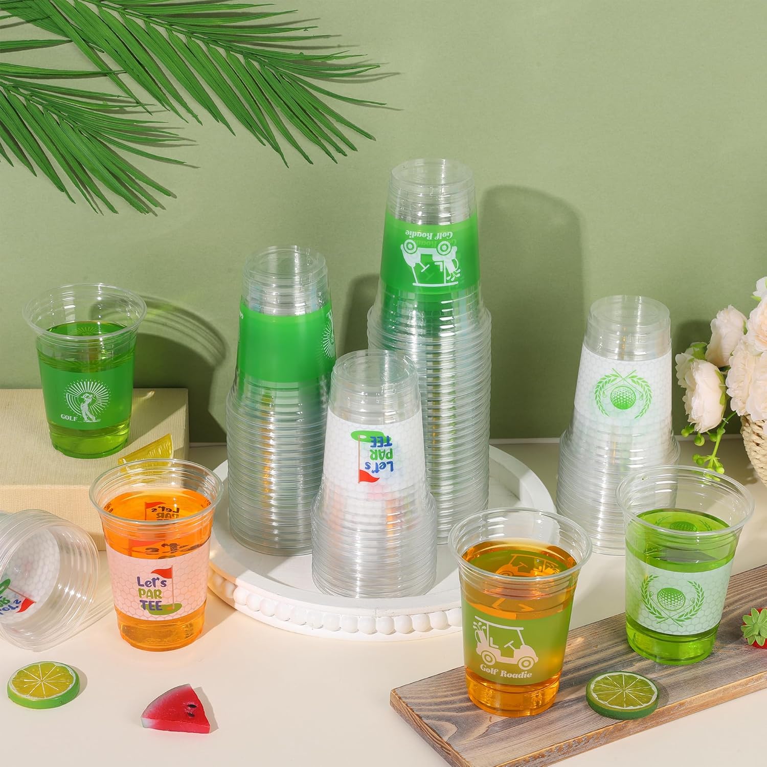 Kochorie 120 PCS Golf Ball Plastic Party Cups 16 OZ Disposable Golf Cups Bulk for Golf Party Supplies Birthday Bachelor Party Family Dinner Sports Event Decorations