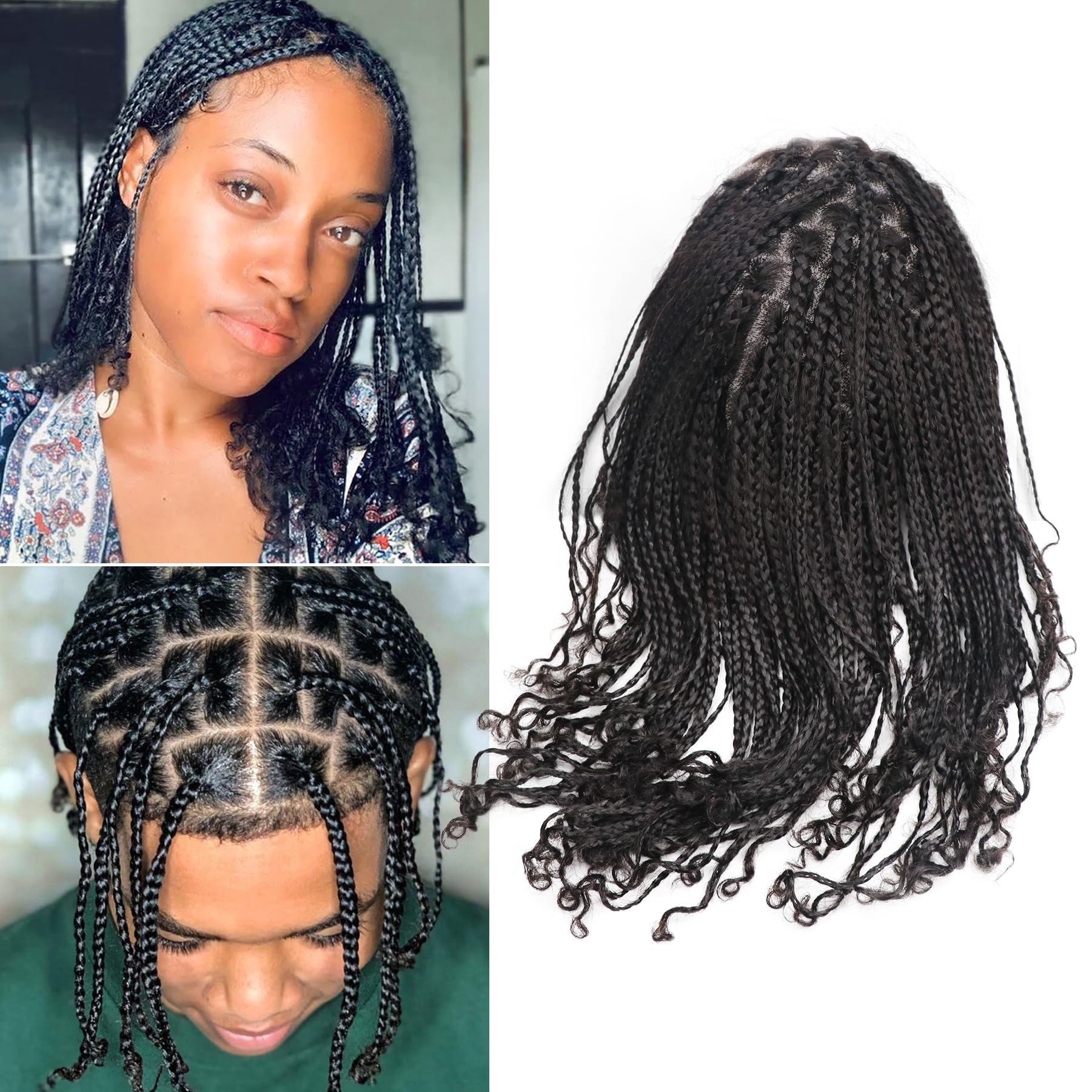 Amazon.com : lumeng Mini Box Braids Toupee for Men Cornrow  display picture 1