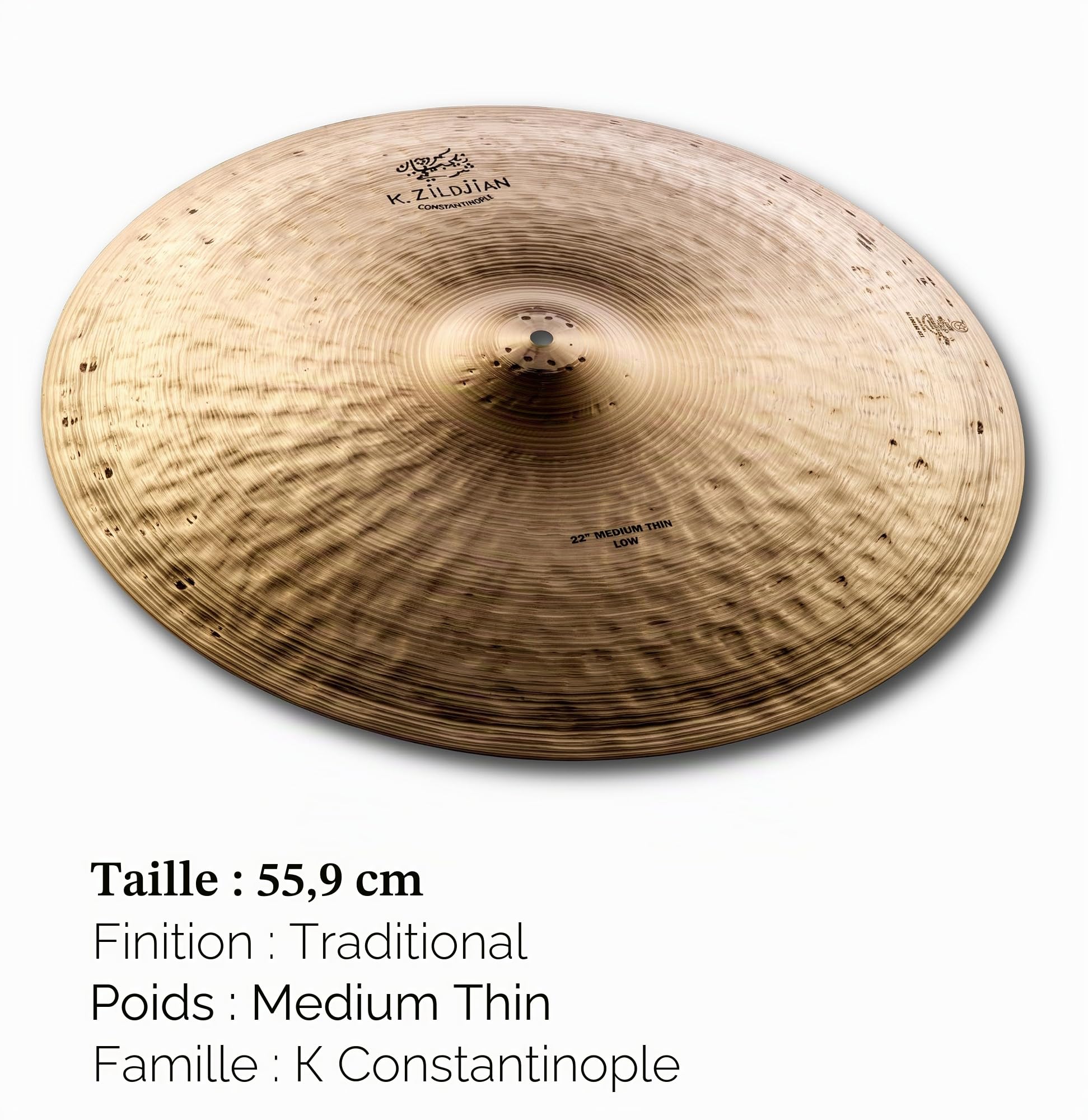 Zildjian K Constantinople Series - 22" Medium Thin Low Ride Cymbal