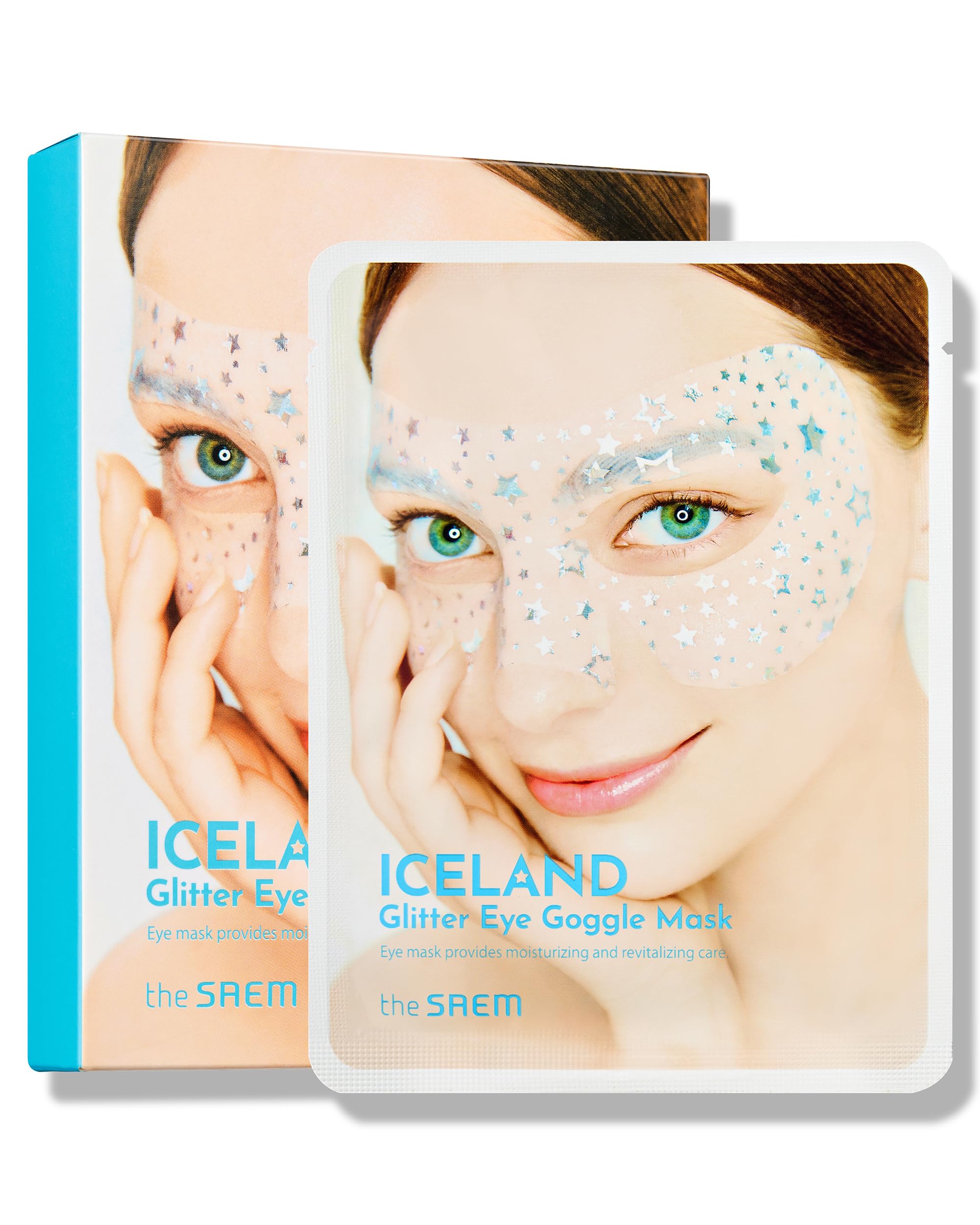 THESAEM Iceland Glitter Eye Goggle Mask - Refreshing & Hydrating Korean Eye Mask Patch for Puffy Eyes - Vitamin & Hyaluronic Acid - Tencel Hydrogel