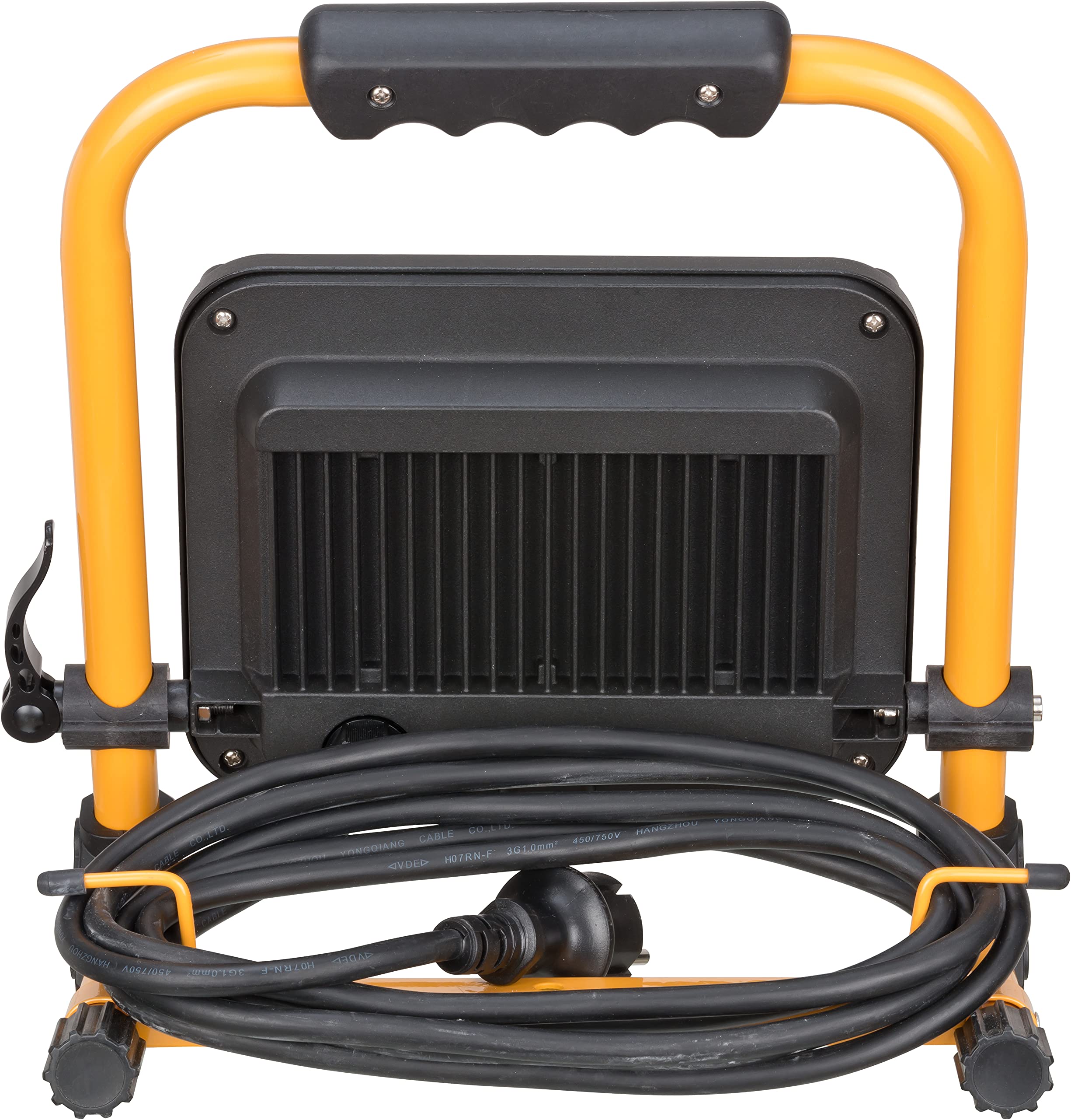Brennenstuhl Projecteur LED portable JARO 3050 M pour une utilisation en extérieur IP65 (Spot de chantier LED 30W avec 3m de câble, avec verrouillage rapide sur glissière) 2650 lm Jaune/Noir