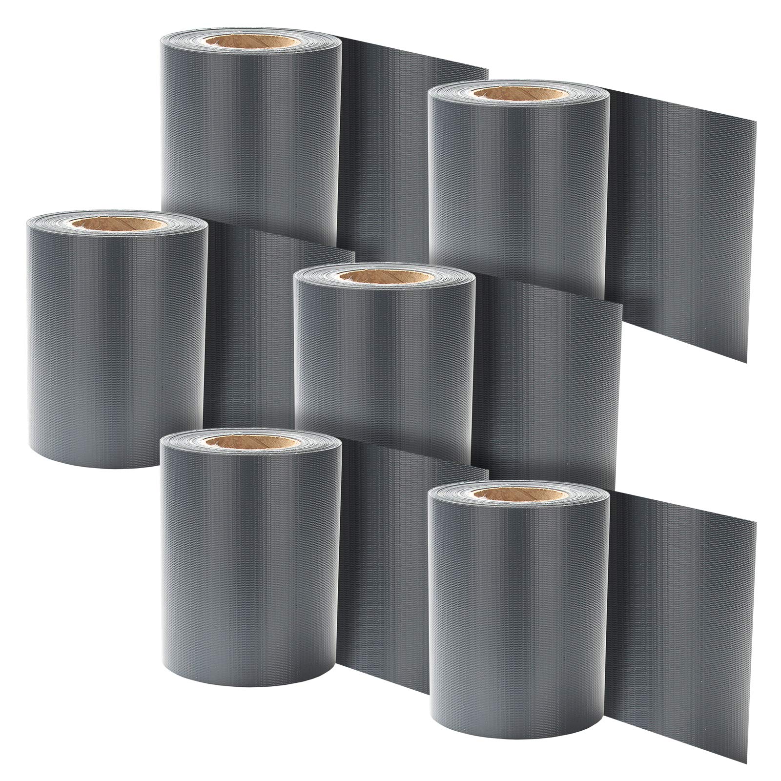 Fiqops 6er set PVC Sichtschutzstreifen, Doppelseitiger Druck Sichtschutzfolie Windschutz und Anti-UV Wetterfest, 210m x 19cm Zaunfolie inkl. 180 Befestigungsclips, für Doppelstabmatten Zaun, Anthrazit