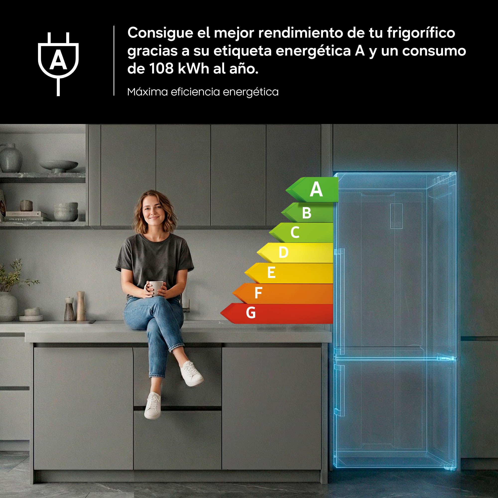 Samsung Frigorífico Combi No Frost 203cm 387L SpaceMax RB38C607AS9/EF | Twin Cooling Plus, Máxima eficiencia energética, SmartThings AI Energy Mode, Cajón Optimal Fresh+, Gran Capacidad