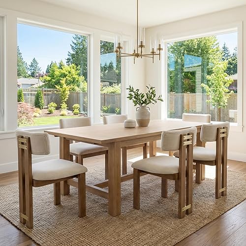 Miniatura 3 de Juego de 4 sillas de comedor, sillas de cocina y comedor, sillas de cocina tapizadas modernas, respaldo curvado, silla de comedor tapizada de lino