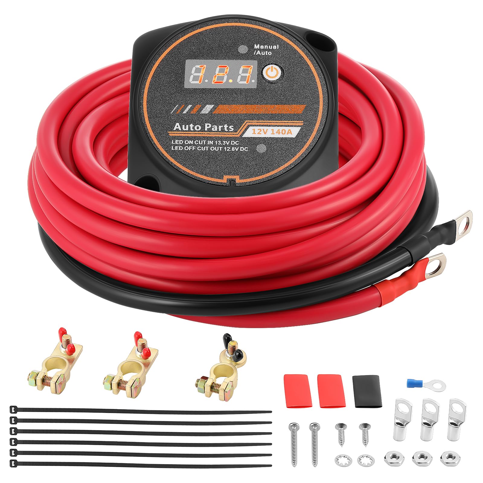 ISINSWIFT Dual Battery Isolator Kit, 140 Amp 12v Voltage Sensitive Relay (VSR), Automatic Disconnect Switch | Cars, RV, UTV, ATV, Marine Switches for