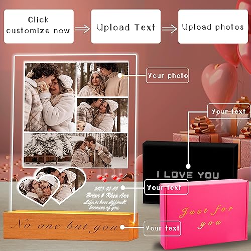 Miniatura 3 de Marco de fotos acrílico personalizado con foto, regalo personalizado de aniversario para parejas para mujeres y hombres, placa acrílica