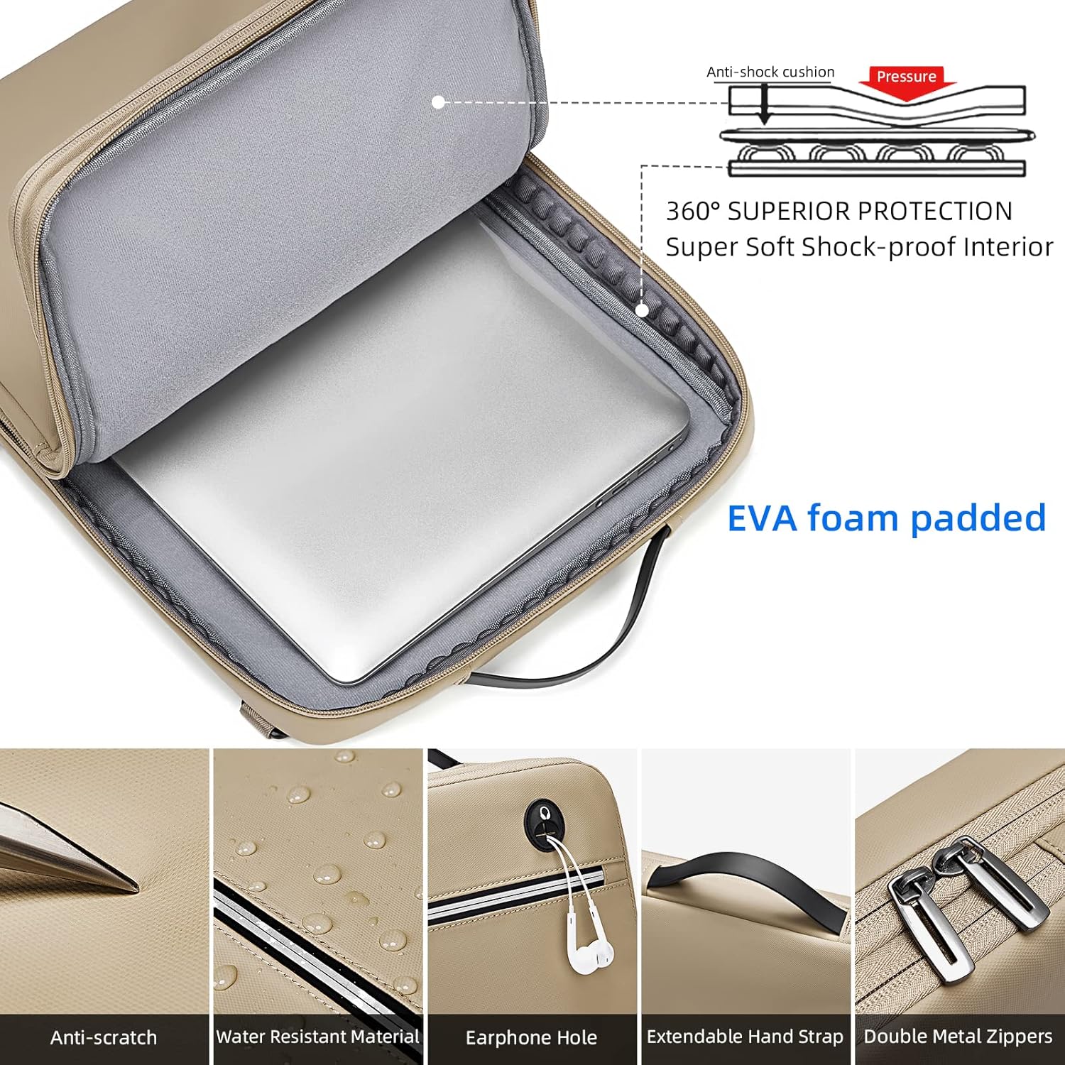 TUDEQU Laptop Bag 15.6 Inch Laptop Carrying Case,Water Resistant Slim Computer Bag Briefcase with Shoulder Strap for WomenMen