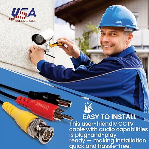 Miniatura 2 de Cable de cámara de seguridad BNC 3 en 1 de 100 pies – Cable de alimentación de audio y video de cobre puro para CCTV, DVR, sistemas de vigilancia –