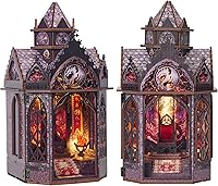 Vista 9 de Spilay Kit de montaje de rincón de libro en miniatura para casa de muñecas en 3D, rompecabezas de madera 3D, decoración con LED, sujetalibros