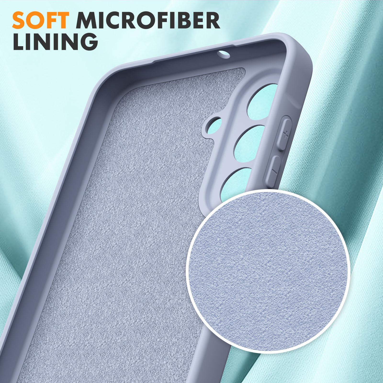 Vansdon Cover Compatibile con Samsung Galaxy A26 5G, Gomma Gel di Silicone Liquida Antiurto Custodia - Grigio Lavanda - Vista 4