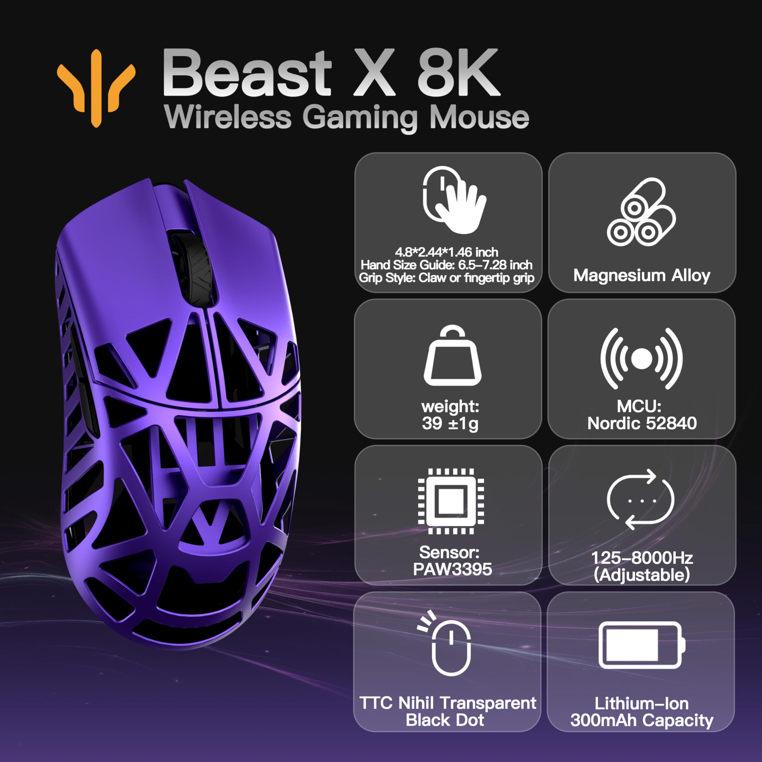 Amazon.com: KEEBMONKEY WLMOUSE Beast X 8K Wireless Gaming Mouse