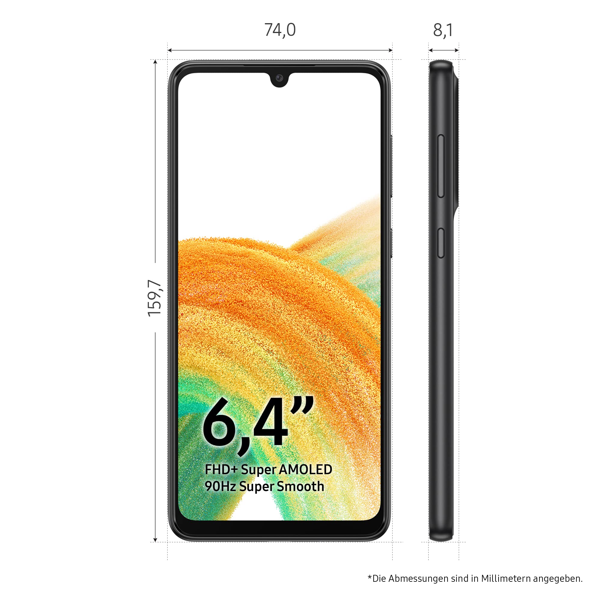 Samsung Galaxy A33 5G Smartphone Dual-SIM Android Smartphone Handy 6 GB RAM 128GB Speicher Awesome Black + 30 Monate Garantie (Generalüberholt)