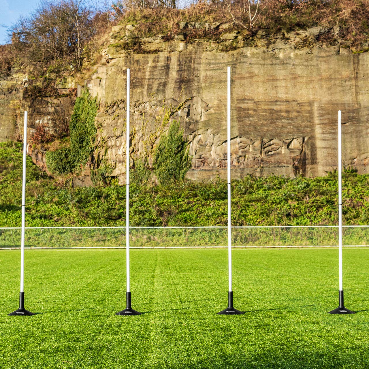 FORZA Mini AFL Goal Posts - PVC Poles & 3KG Rubber Bases - Carry Bag Included