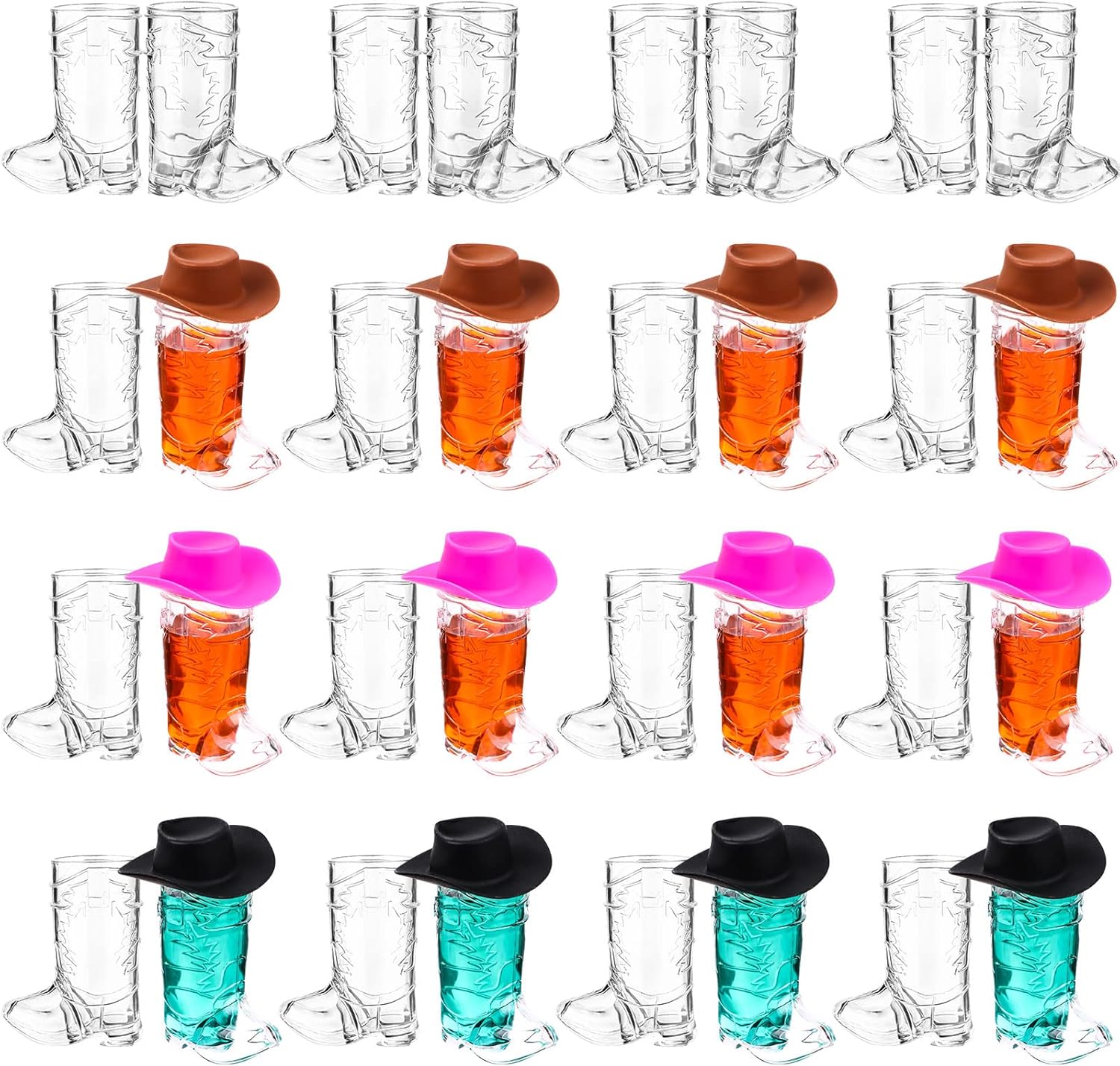gyepin 60 Pcs Plastic Cowboy Boot Shot Glasses 1 oz and Mini Western