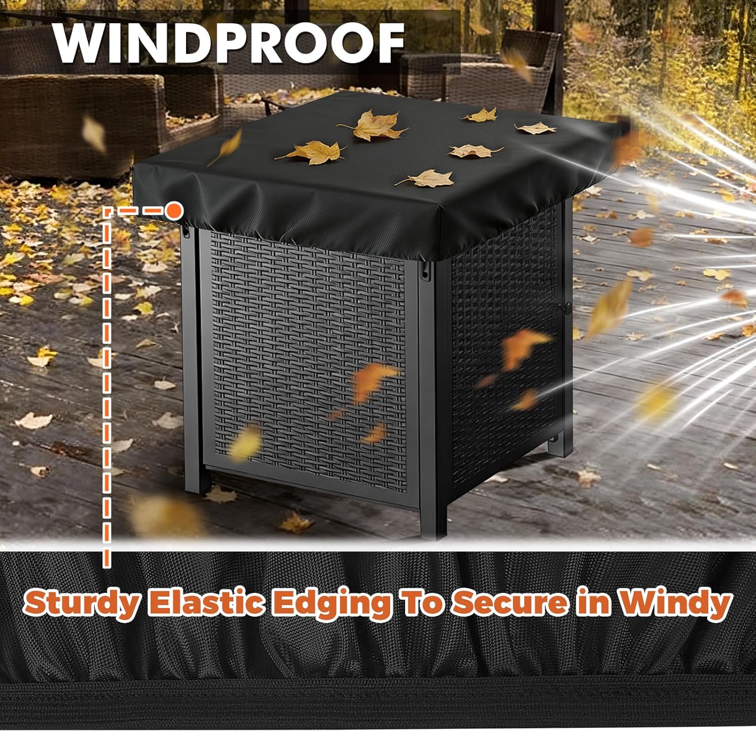 Outdoor Fire Pit Cover Square, Waterproof Fire Pit Cover for 32"-36" Square Fire Pit Tables, Industrial-Grade 3-Layer Structure 600D Fabric,UV Proof & Tear-Resistant Outdoor Firepit Cover