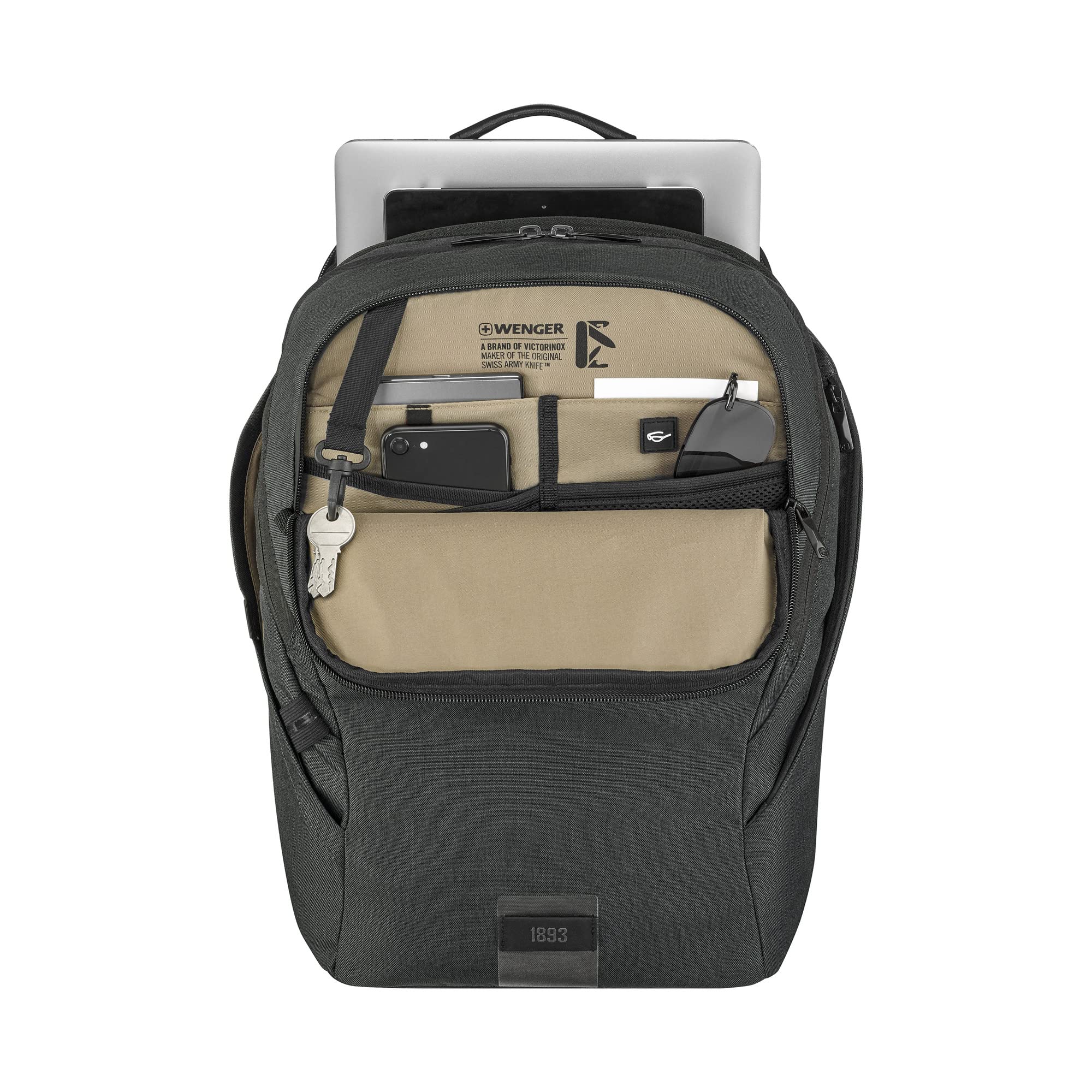WENGER, MX ECO Light 612262 - Zaino per computer portatile da 16 pollici, 20 litri, colore: antracite, design svizzero, mix di stile e funzionalità, grigio, M, casual