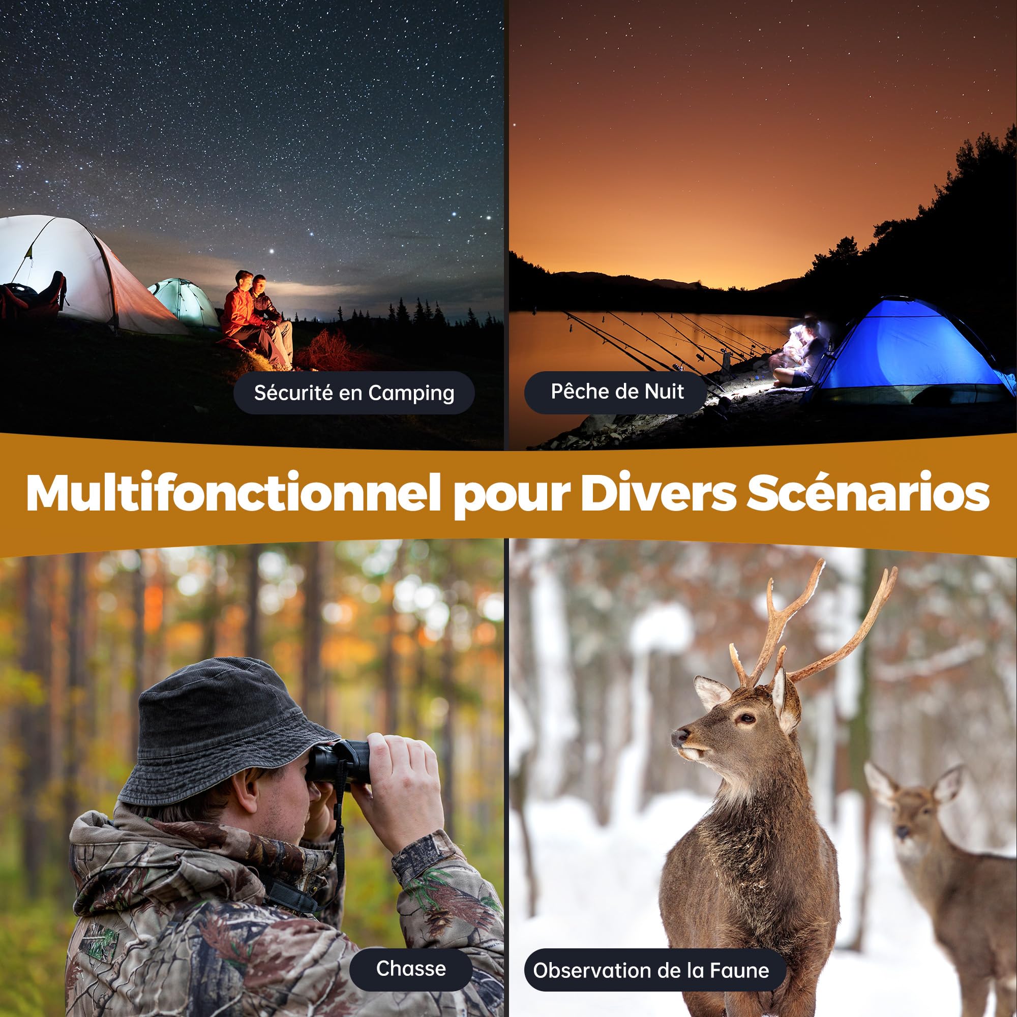 TKWSER Jumelles de Vision Nocturne 4K, Zoom numérique 8X, Batterie 5000 mAh Rechargeable, portée visuelle 600 m, écran TFT UHD de 3", étanche IP65, pour la Chasse, Le Camping avec Carte TF de 32 Go