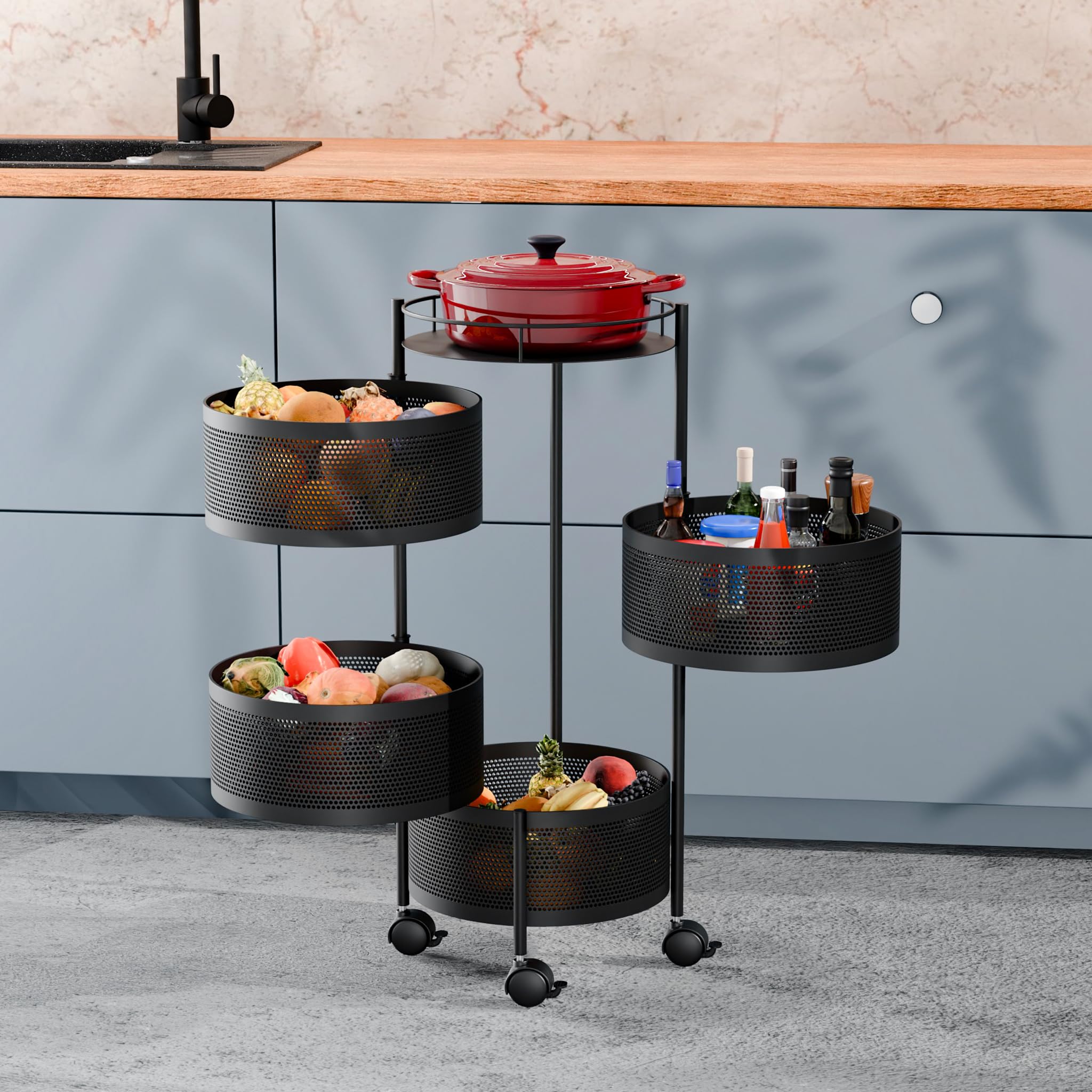 TEX-RO Kitchen Trolley with Wheels, Kitchen Organizer Items and Storag