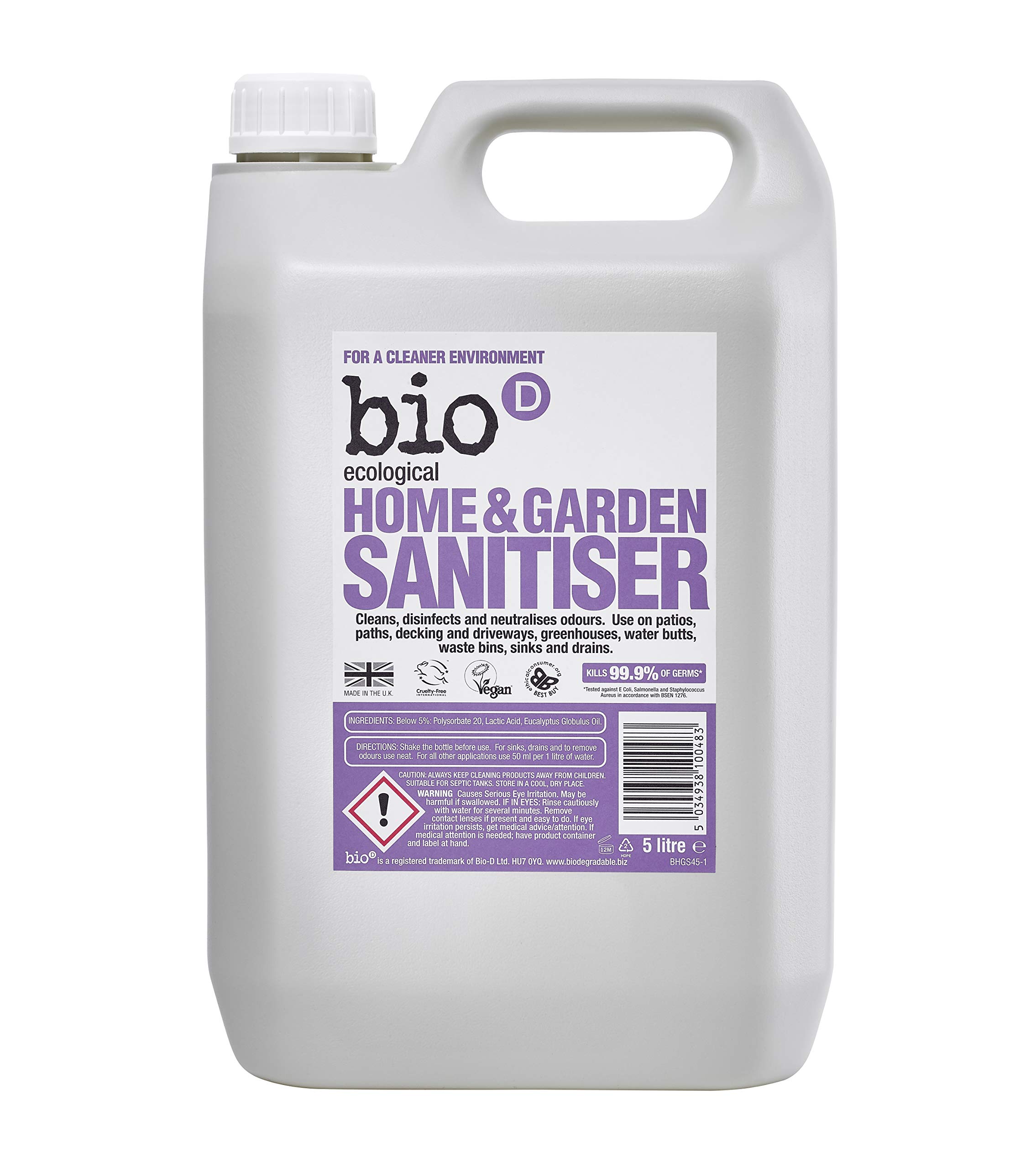 Bio-D Home & Garden Sanitiser 5000ml X 2 (Pack of 2)