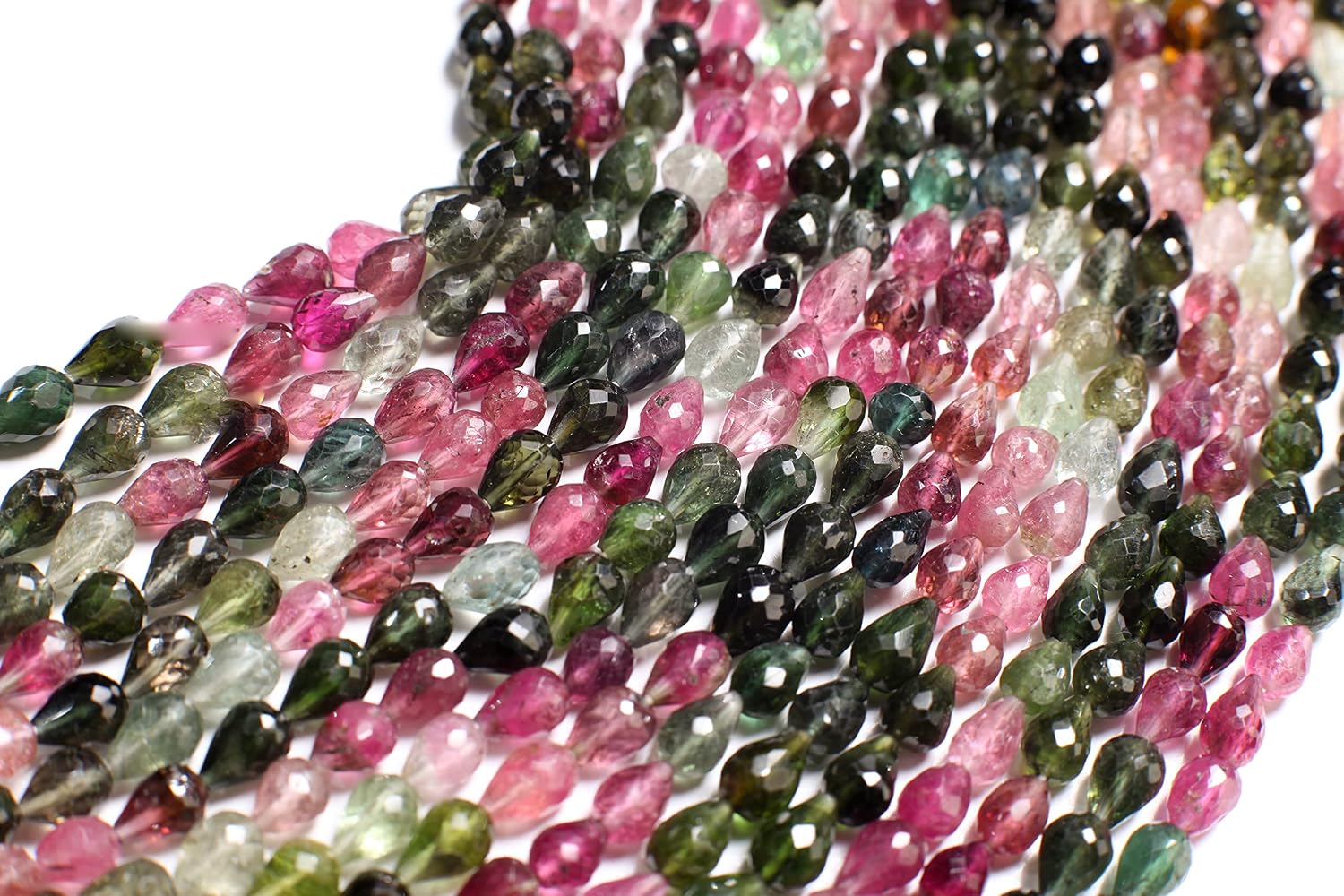 Natural Multi Watermelon Tourmaline Faceted Briolette 4.5x6.5mm Drop Shape Teardrop DIY Jewelry Making Gemstone Teardrop Beads