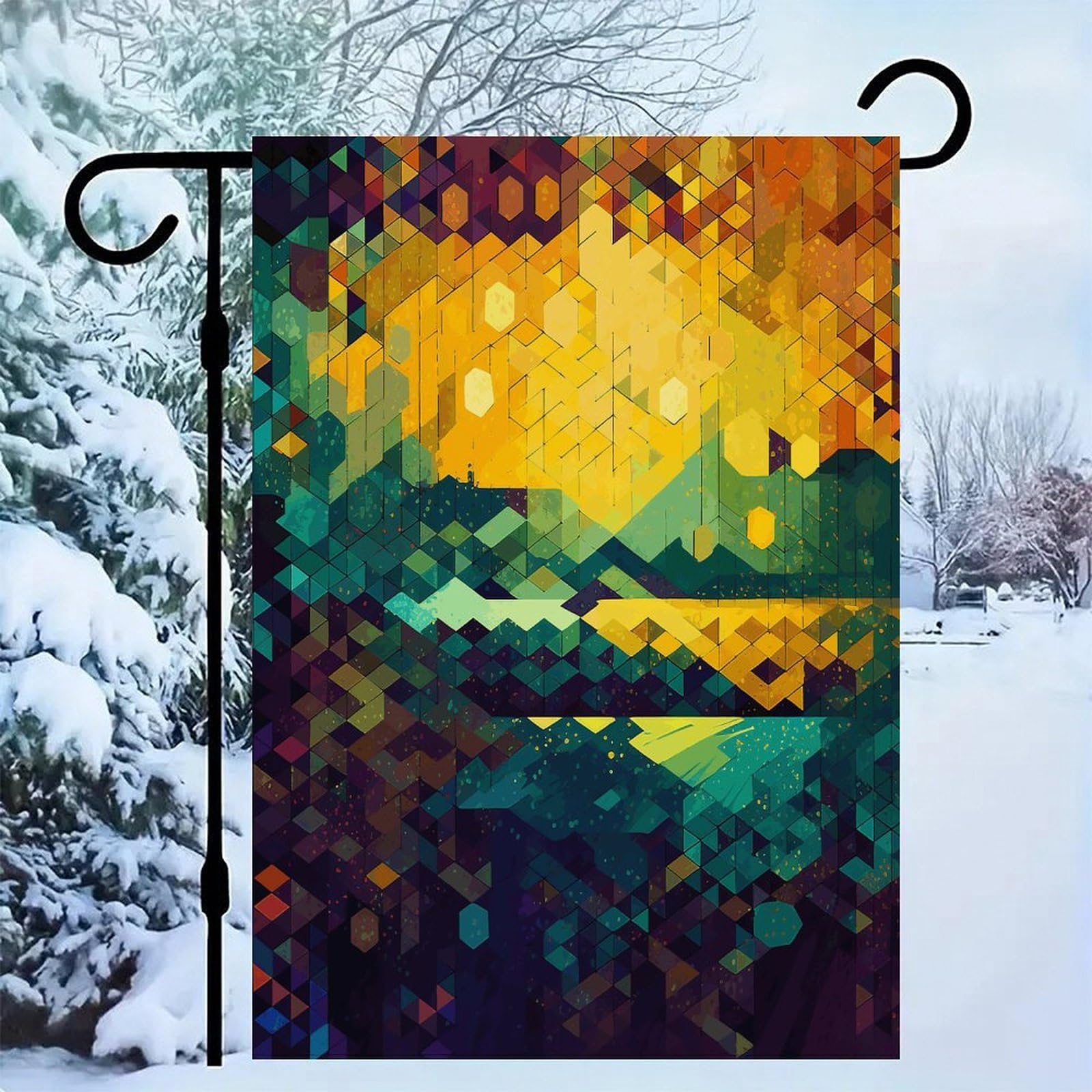 Bandera de jardín hexagonal de lino de 12x18 pulgadas para decoración exterior