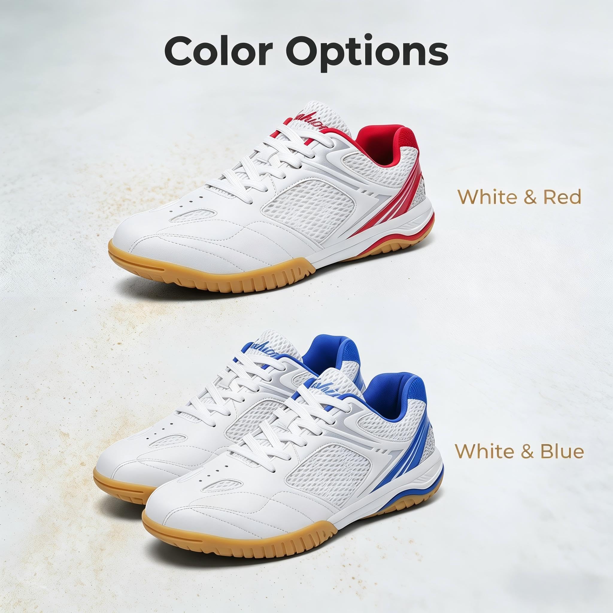Chaussures de Badminton Femme Chaussures de Volleyball Indoor Antidérapantes Respirantes Légères Amorties Chaussures de Sport Salle Blanc/Rouge Blanc/Bleu