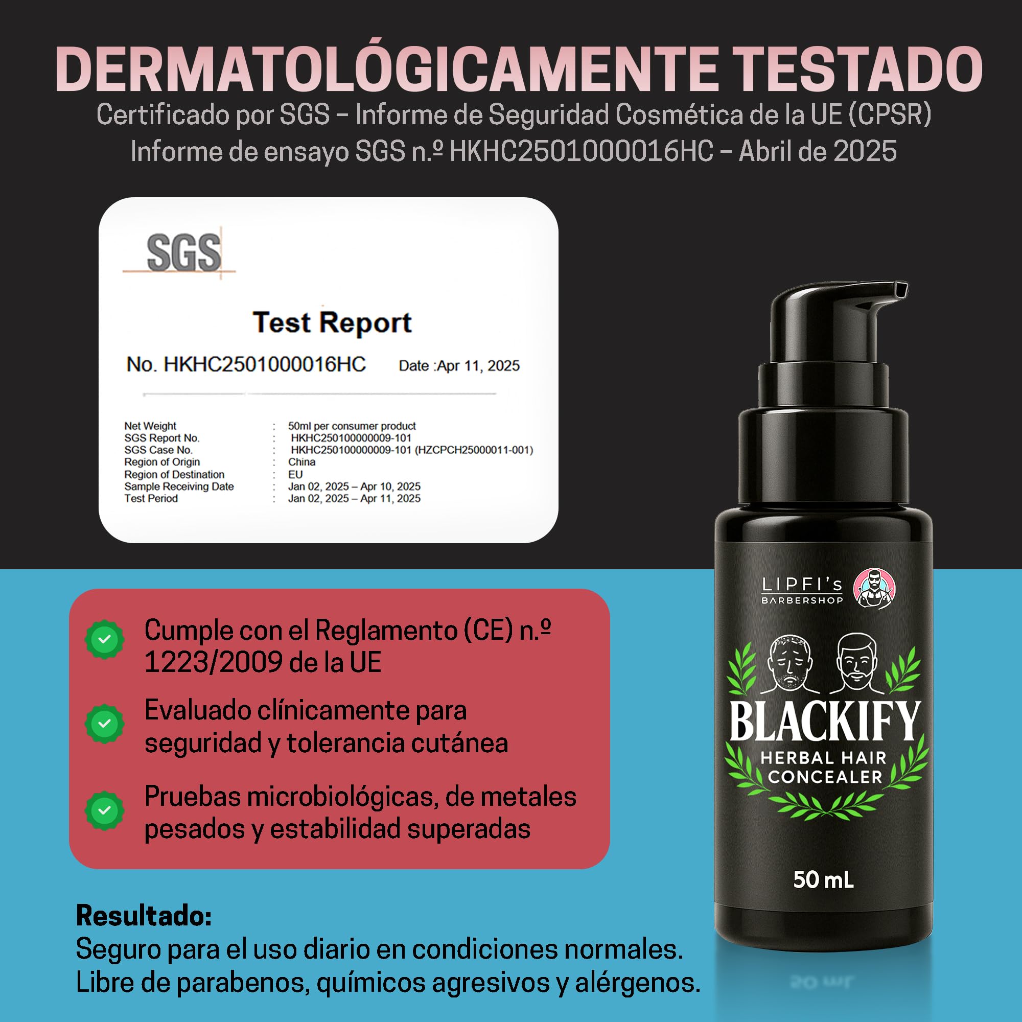 BLACKIFY - Corrector de cabello vegetal para cabello fino y zonas calvas, crema natural de larga duración con pigmentos vegetales, relleno vegano para hombres y mujeres (50 ml)