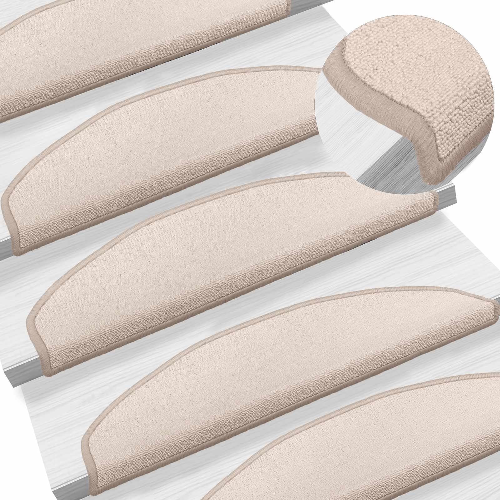 vidaXL Tapis d'escalier Auto-adhésifs 15 pcs Taupe 80 x 24,5 x 3,5 cm, Tapis de Marche semicirculaires, antidérapants, lavables, faciles à Installer, Couvre-Sol, déco Qui étouffe Le Bruit